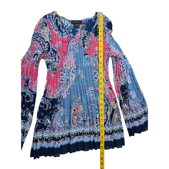 Melissa Paige Womens Boho Paisley Print Long Bell Sleeve Top Size M - Picture 5 of 6